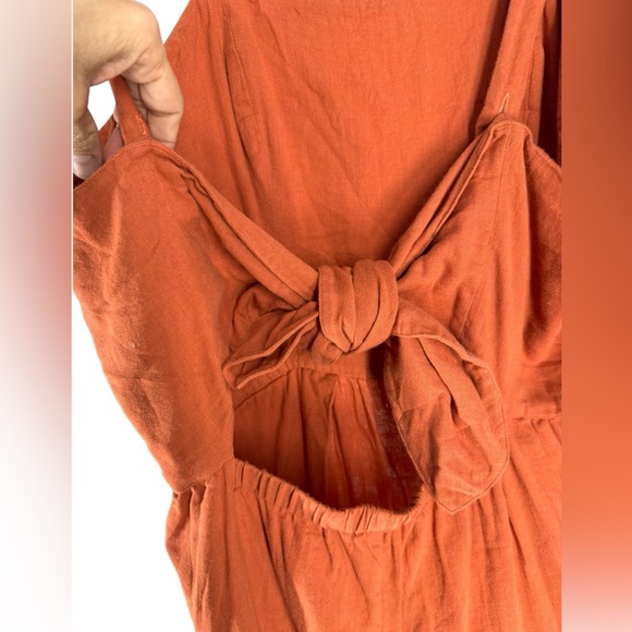 Women’s Kate Quinn organic cotton orange jumpsuit with tie back large - Picture 6 of 6